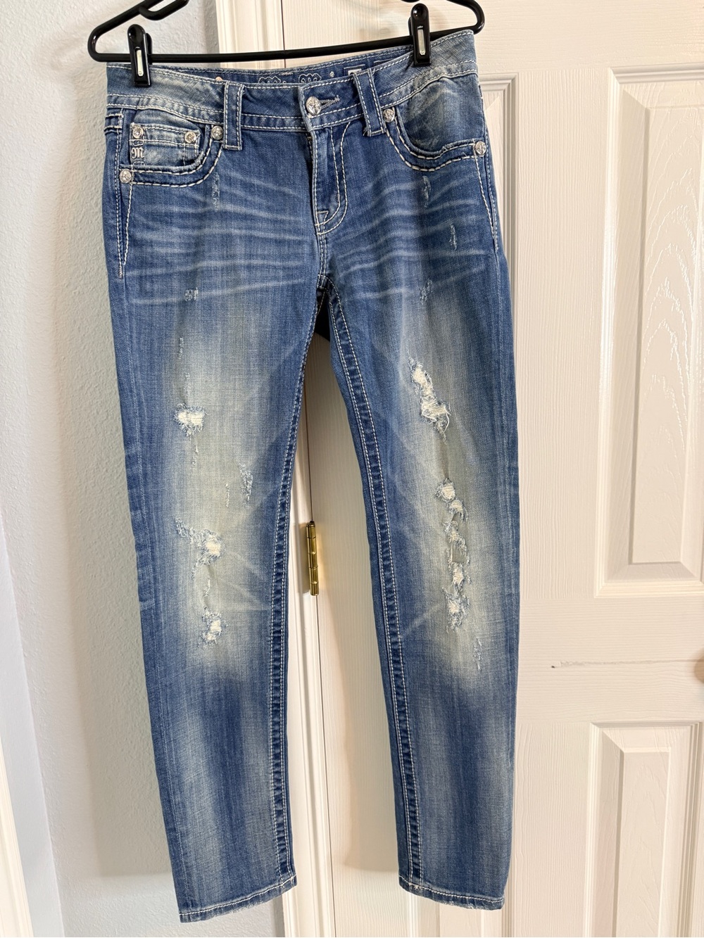 Miss Me JP5853AK Fleur de Lis Ankle Skinny Jeans size 28